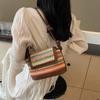 Rainbow Straw Small Bag Women's 2025 Summer New Fashion Shoulder Bag Knot Simple Messenger Bag Beach Bag