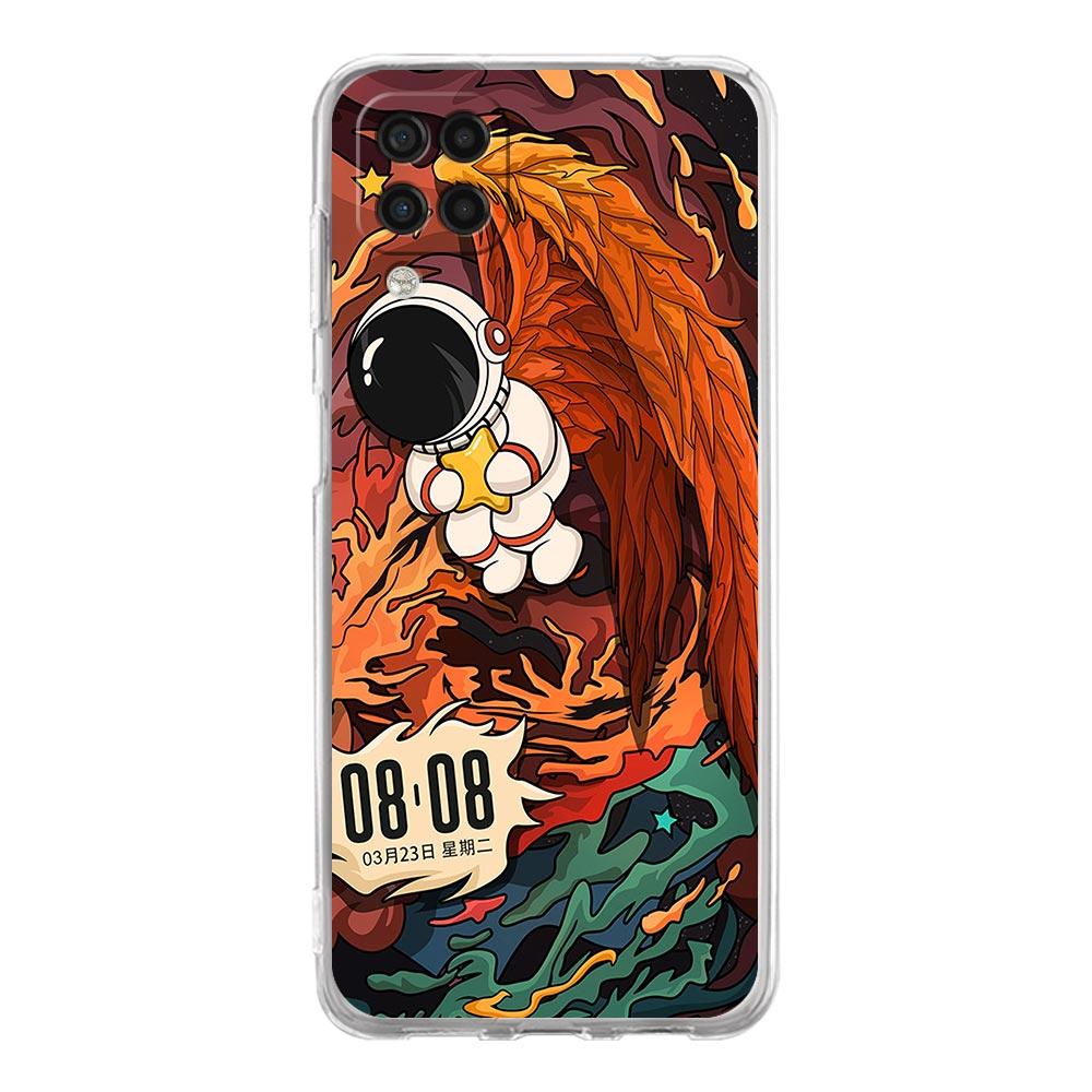 Прозрачный чехол для телефона Samsung Galaxy A13 A51 A71 A21S A12 A11 A31 A52 A41 A23 A53 A73 A32 5G A03S, чехол с милым мультяшным космонавтом