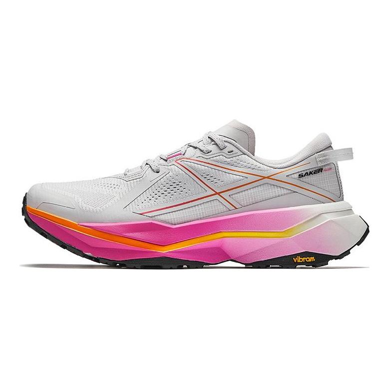 Anta Кроссовки для бега по пересеченной местности Falcon 2 Elite Fashion Trend Support с низким верхом и нескользящей карбоновой пластиной, мужские серо-розовые 112445516A-4