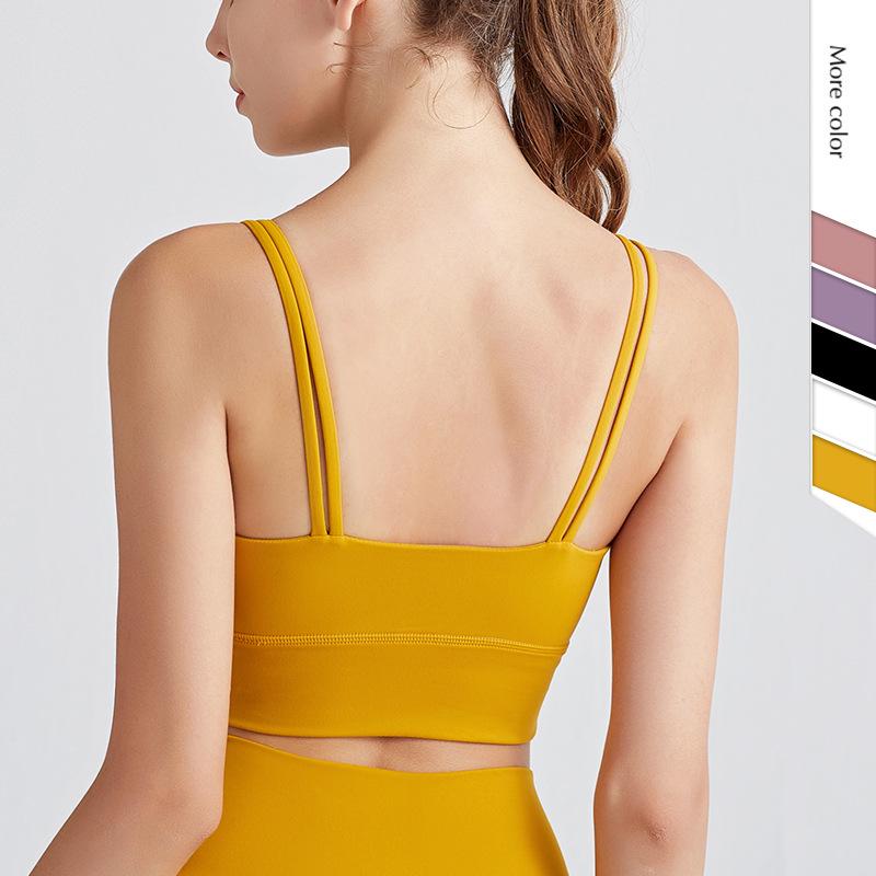 Европейский и американский спортивный бюстгальтер для йоги с двойными бретелями и съемными подушечками