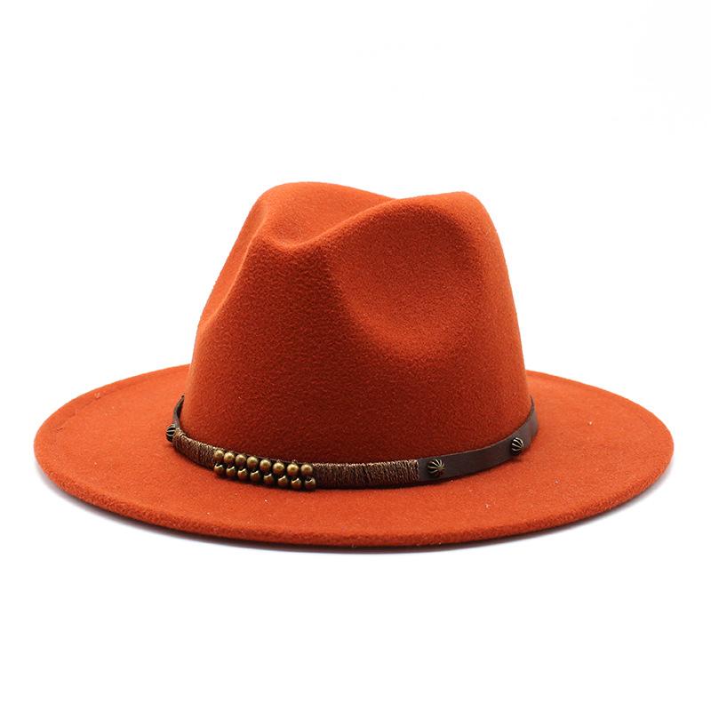 Шерстяная джазовая шляпа Британский стиль Мужская и женская Ретро Шляпа с плоской тульей Шляпа из шерстяного фетра Широкополая Цилиндр