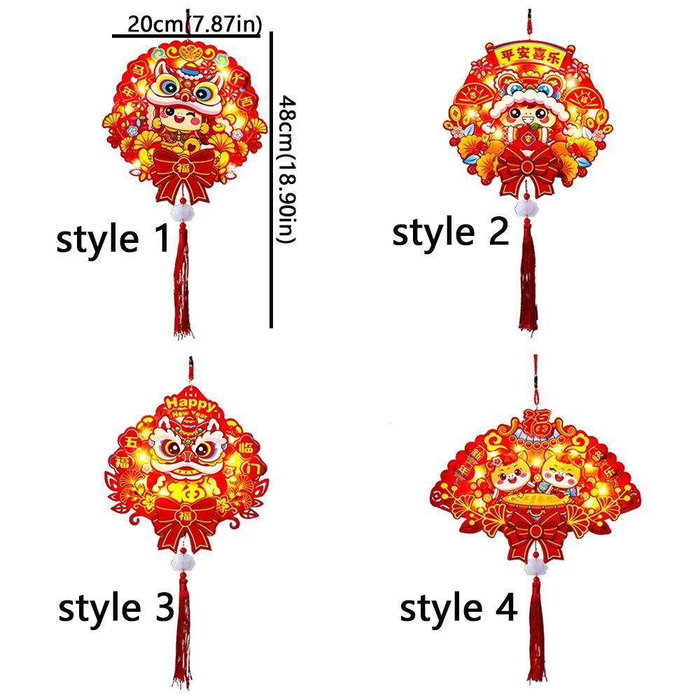 Blessing Fu Character Pendant DIY Cartoon Traditional New Year Lucky Pendant Handmade with Light String Wall Hanging Ornament