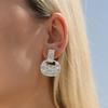 Elegant Square Ear Clips Light Luxury Women Earrings Trendy Water Ripple Ear Clips  Special Events