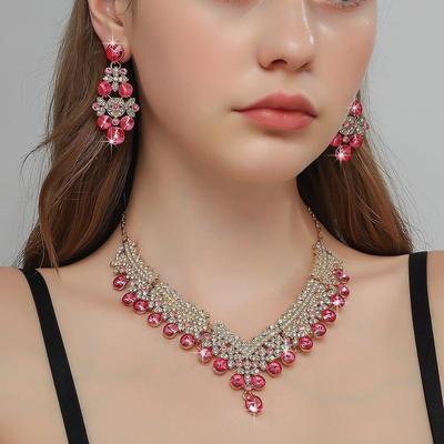 Последний стильный дизайн, изысканный набор украшений с кристаллами и бриллиантами для свадебной вечеринки для женщин