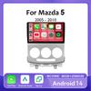 Автомагнитола Android 14 для MAZDA 5 2005 2006 2007 2008 2009 2010 Головное устройство Мультимедийный плеер GPS Carplay Auto Навигация 4G WIFI