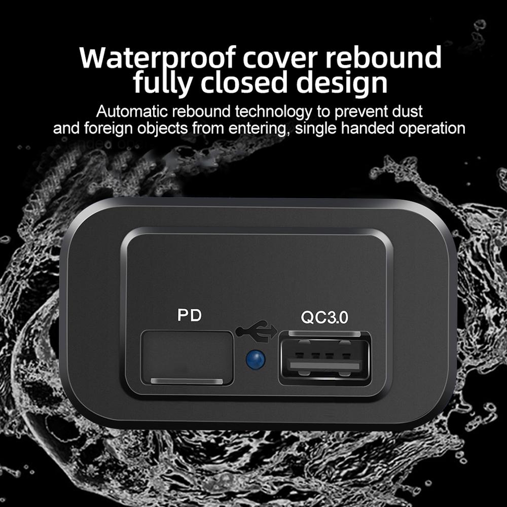 PD QC3.0 Car Charger Socket Quick Charge 12V/24V Dual USB Power Adapter Outlet LED Light For Truck Camper Caravan Accessories Motorcycle