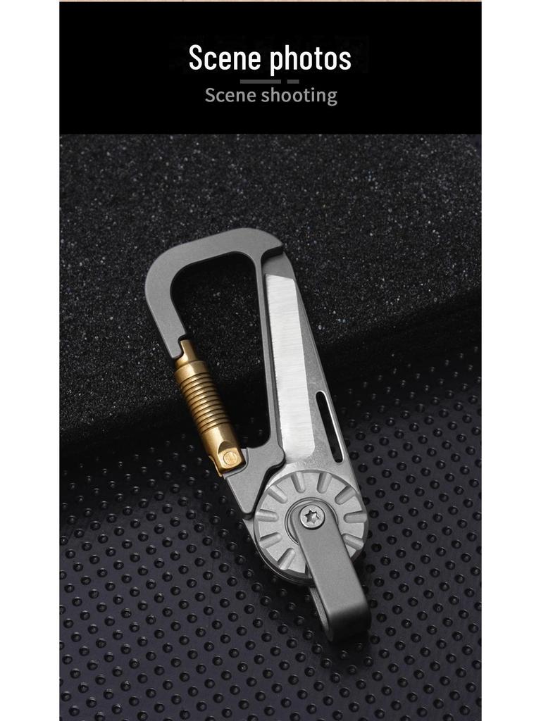 Men's Titanium Alloy Keychain with Knife - Portable EDC Pendant