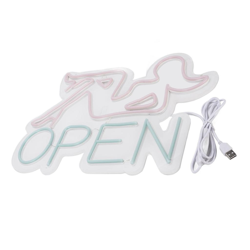 Настенная светодиодная неоновая вывеска с питанием от USB, акриловая световая панель для магазина, клуба, бара, вечеринки, розоватая женщина, синяя надпись «Открыто»