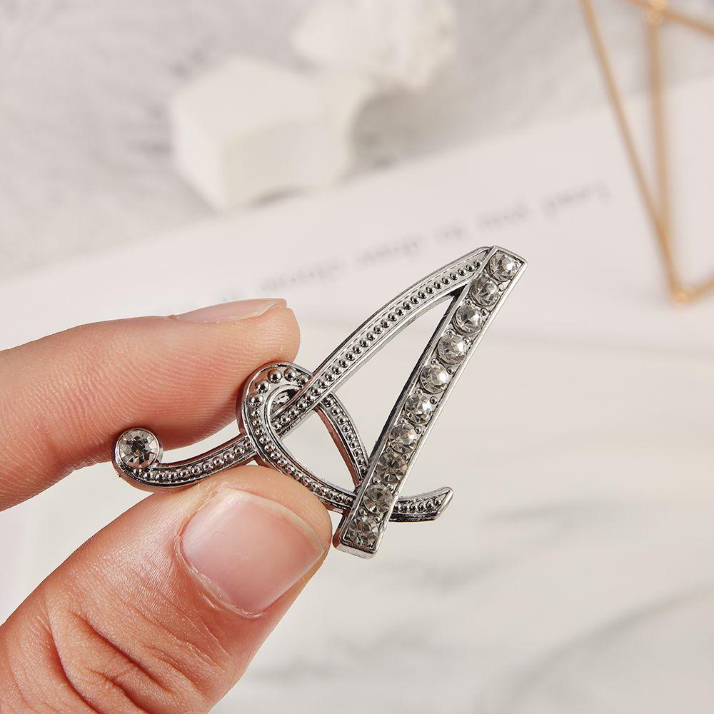 Suit Collar Accessories 26 English Letters Rhinestone Clip Initial Lapel Pin Crystal Letter Brooch