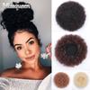 Синтетический афро-пуховый вьющийся шиньон, аксессуар для волос с заколками для девочек и женщин, эластичный афро-пучок для наращивания волос