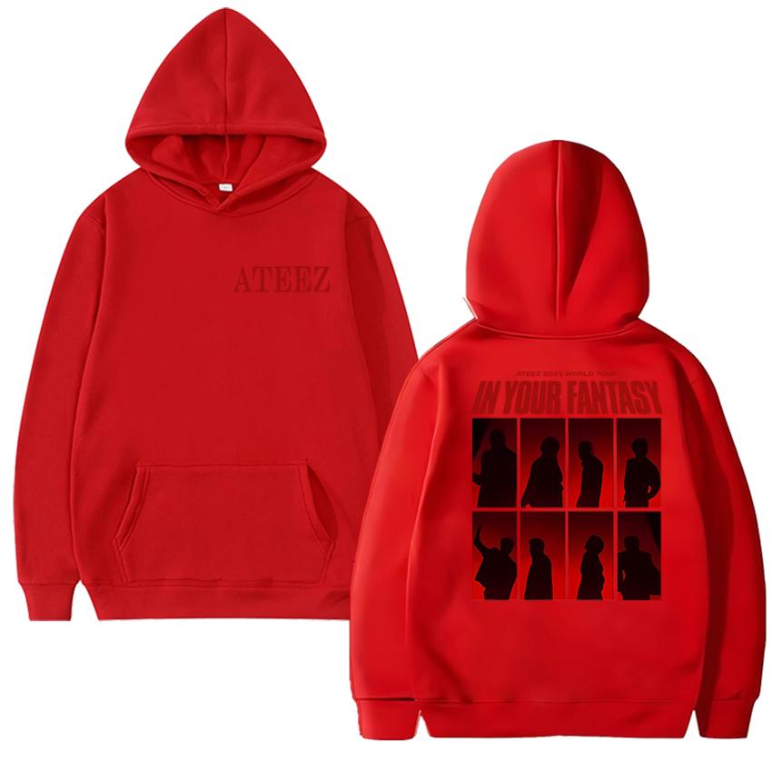 Korea ATEEZ World Tour 2025 Double Sided printed New Hoodie Men women fashion Y2k Sweatshirt Unisex Fleece Long sleeve pullovers