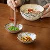 Retro Platycodon Flower Exquisite Taste Plate Ceramic Hot Pot Sauce Plate Household Seasoning Plate Vinegar Plate Export