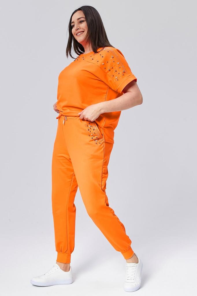 Женский модный спортивный костюм большого размера, летний зеленый спортивный костюм большого размера с камнями и бисером, с короткими рукавами