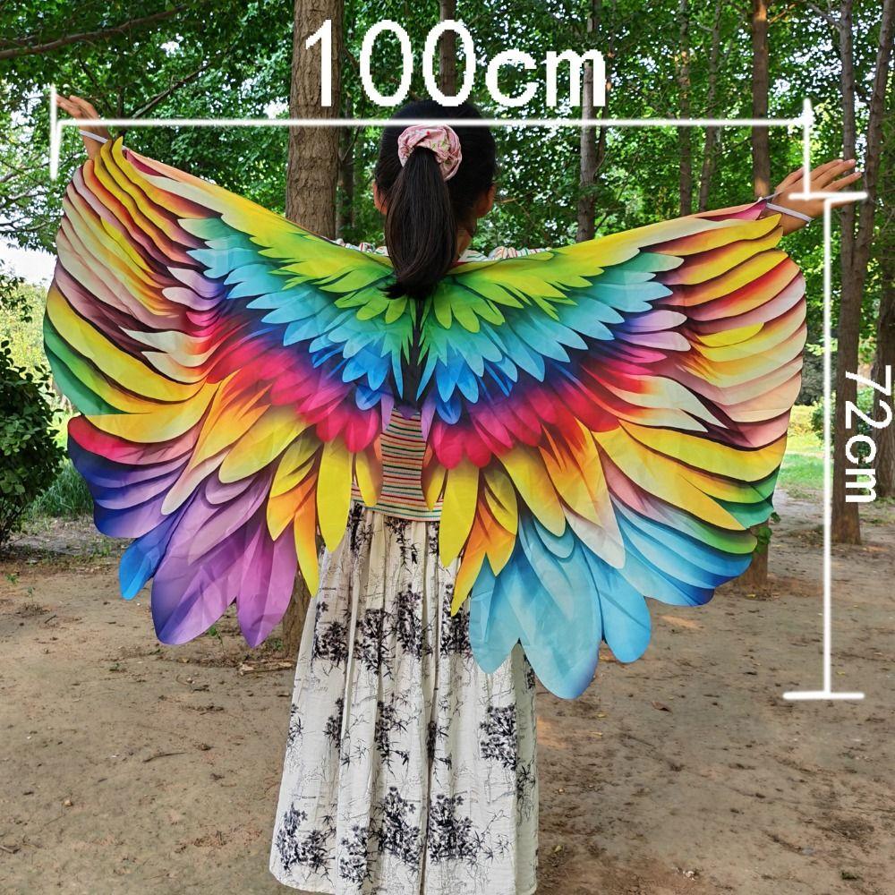 Polyester Rainbow Wing Cape Bird Feather Print Dress Up Wings New Bird Wing Cape Party Performance