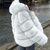Women Faux Mink  Winter Hooded New Faux  Jacket Warm Thick Outerwear Jacket