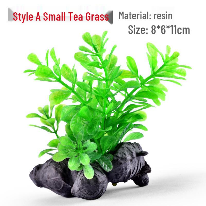 Aquarium Rockery Ornament: Bonsai Micro Landscape with Water-Absorbing Stones & Simulated Plants.