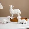 3Pcs Mini Sheep Statue White Lamb Sculpture Lifelike Birthday Gift Desktop Ornament Resin Animal