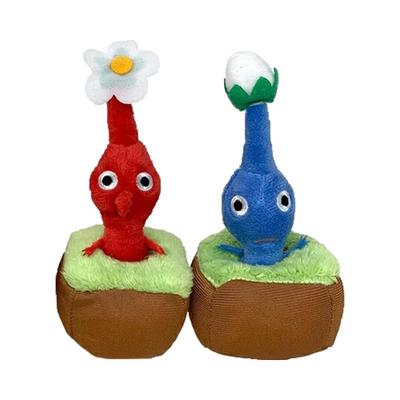 Вытягивающаяся плюшевая игрушка-маскот Pikmin, официальный товар с Алмазом Игрушки, Размер 13 см (Набор красный и синий)