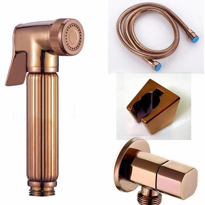 Блестящий Розовое Золото латунный Bidet Sprayer ручной туалетный биде-спрей шаттаф набор медный ванная комната туалетный душ головка струйный набор BD040