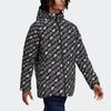adidas Двусторонний пуховик с капюшоном и монограммой Originals, мужская верхняя одежда с логотипом по всей поверхности, черный, белый цвет DP8561