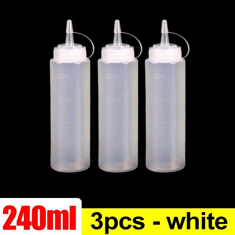 Plastic Condiment Squeeze Bottles Ketchup Mustard Salad BBQ Olive Oil Dispenser Seasoning Sauces Bottles Kitchen Tools 240/480ml