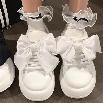 Туфли белые с бантом, летние, студенческие, универсальные, оригинальные женские туфли, повседневные кеды, модные повседневные