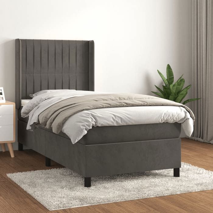 Maison Exclusive - Sommier à lattes de lit avec matelas Gris foncé 100x200 cm