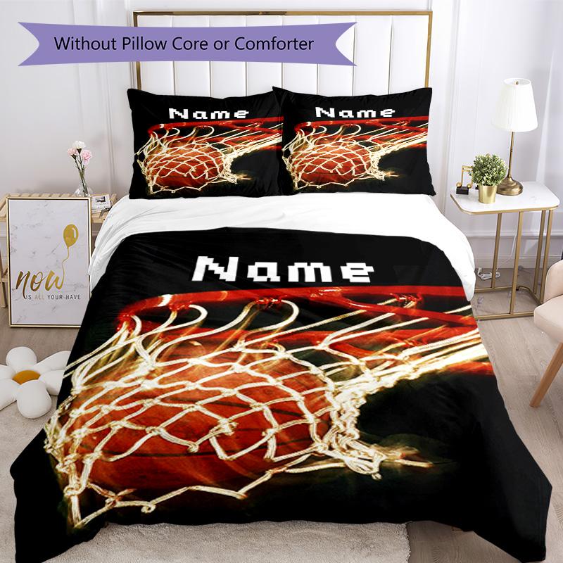 Basketball88 Customize Your Name Bedding Set Breathable Duvet Cover With Pillowcases Decorative Bed Linen For Bedroom Home Decoration Birthday Gift