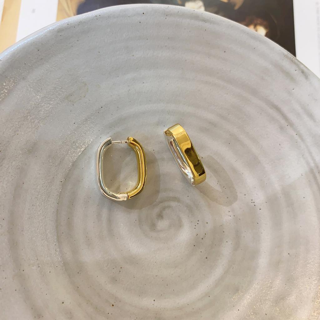 Простые U-образные серьги, женские двухцветные персонализированные серьги, высококачественные легкие роскошные универсальные серьги