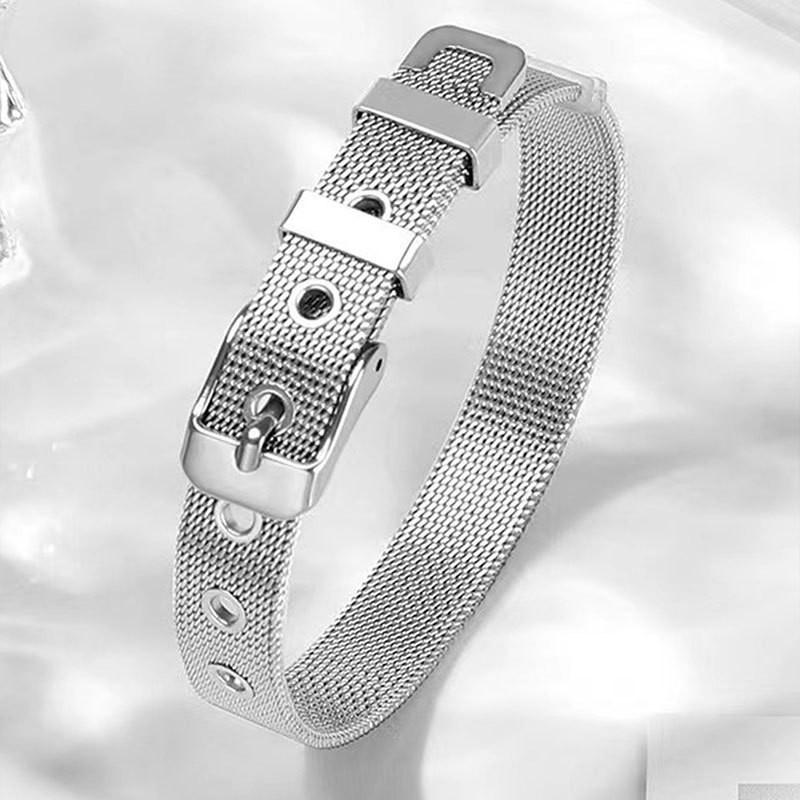 Starry Sky Full Diamond Titanium Steel Bracelet – Versatile, No-Fade Silver Women's Fashion Accessory