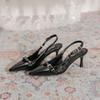 8362-B8UR Punk Style Patent Leather Heels - 2024 Summer Fashion Backless Sandals