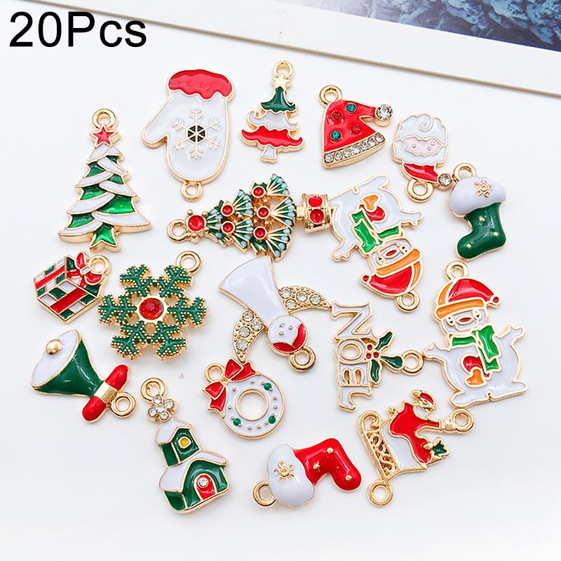 20PCS Christmas Multi-element Pendant Bracelet Ornament Keychain Alloy Creativity DIY Gift Accessories