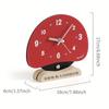Modern Minimalist Fan-Shaped Desk Clock,Red Dial with White Numbers,Silent Wooden Timepiece,Ideal for Bedroom Nightstand or Study,Accurate Timekeeping