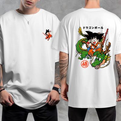 Dragon Ball Сунь Укун Анимация Летняя Футболка Повседневная Спорт Фитнес Свободная Оверсайз Удобная Хлопок Короткий Рукав Мужчины Женщины