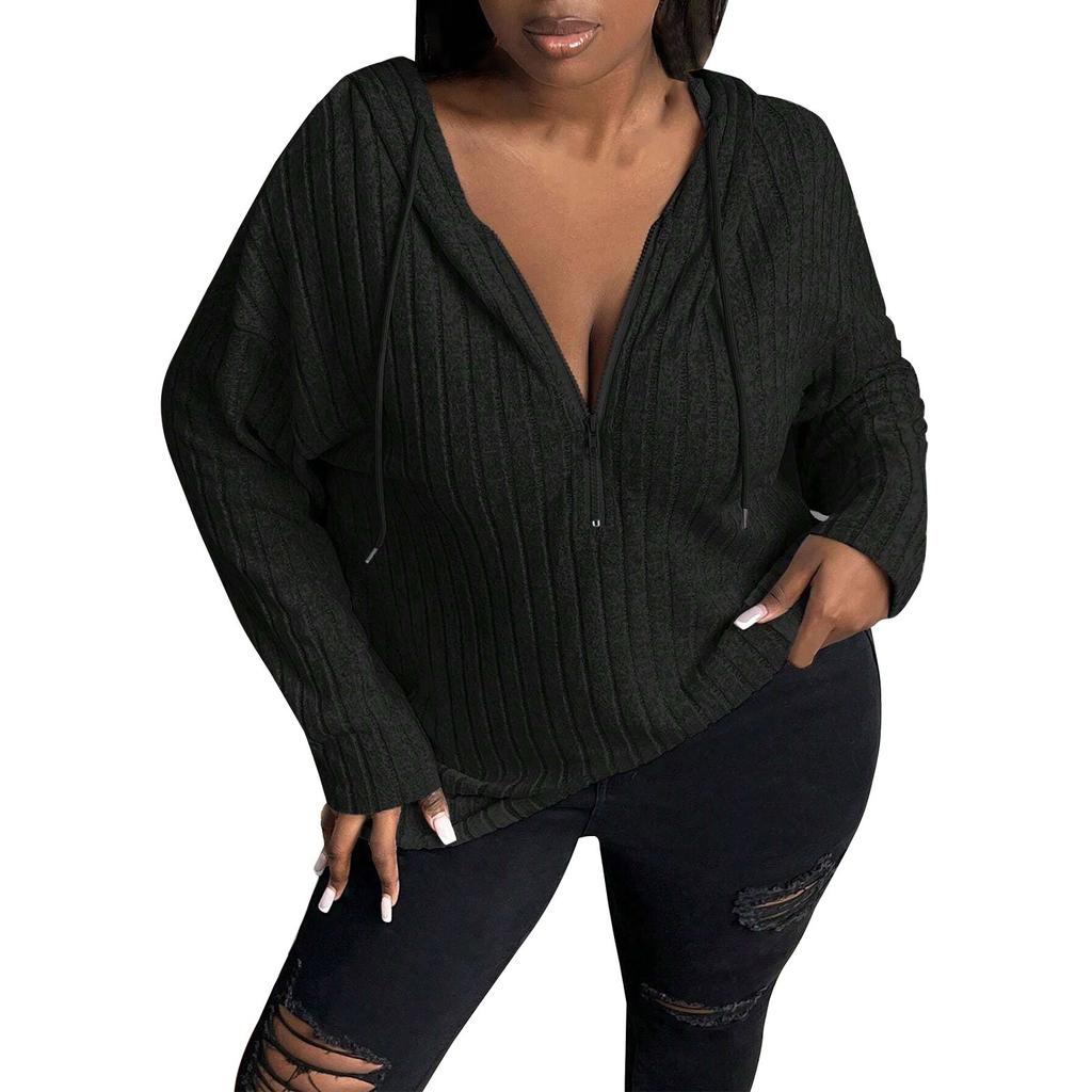 Женская мода зима новый однотонный длинный рукав толстовка женская с капюшоном на молнии топ