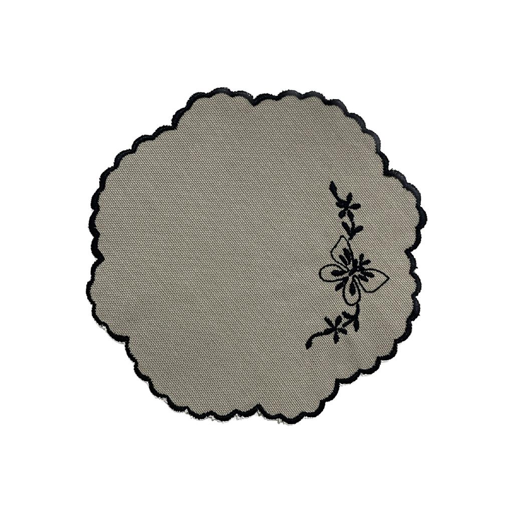Набор из 6 маленьких льняных салфеток для сервировки кофе с вышивкой в виде бабочек