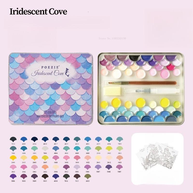 52 Color Portable Solid Watercolor Pigment Set Mermaid Textured WaterColor Subpackage Painting Lovers Travel Sketch Art Supplies