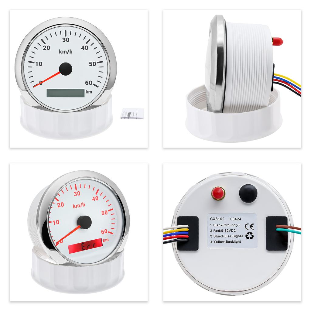7 цветов подсветки IP67 водонепроницаемый 85 мм спидометр для 12 В 24 В лодки автомобиля грузовика измеритель скорости импульсный тахометр 0-60 км/ч