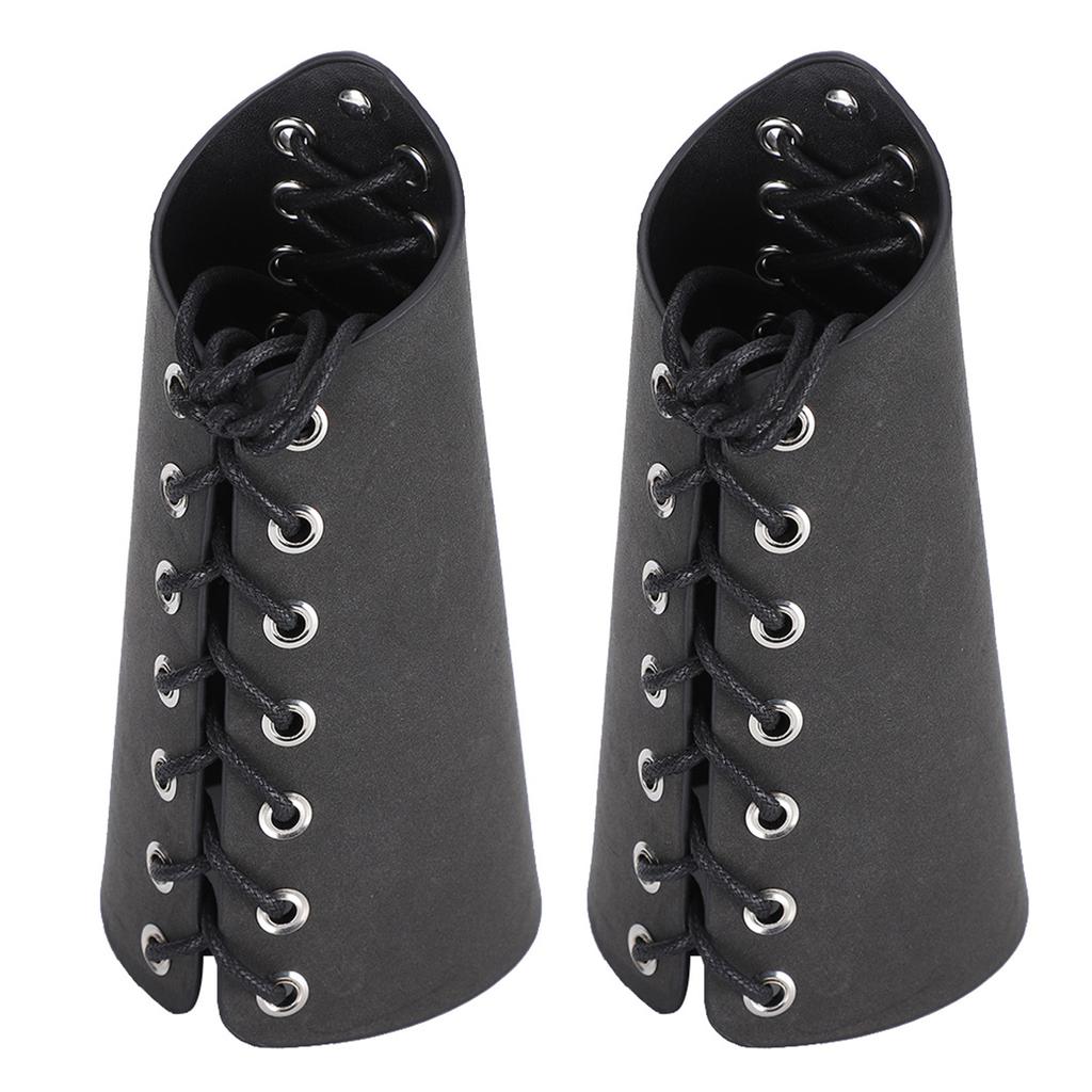 2 Sets Punk Bracer Black Outdoor PU Retractable Armband Archery Cross Strings Wristbands