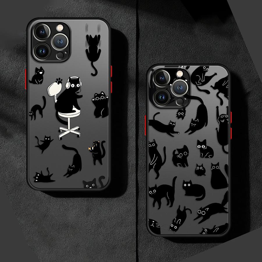 Чехол для iPhone 17 Pro Max 14 15 13 Mini 7 8 SE Air XS XR 16 Plus 12 11 Funda Задняя крышка телефона Милый мультяшный кот