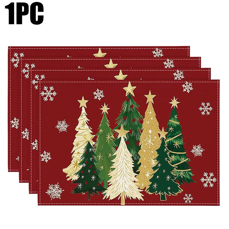 1PC Rectangular Festive Christmas Placemats Modern Home Use Table Mats Holiday Red Kitchen Printed Party Linen Dining 3 Styles