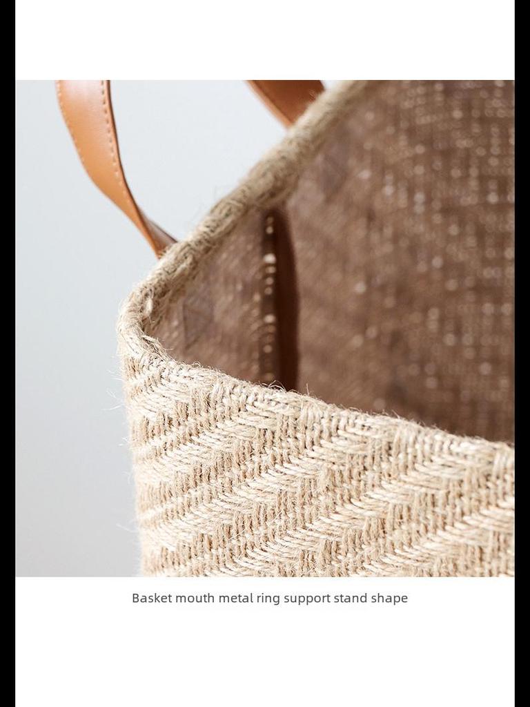 Простая складная корзина для хранения из плетеной джутовой ткани для гардероба