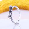 Real 925 Sterling Silver Pan Ring Pave Logo Signature With Crystal Rings For Women Wedding Party Gift Jewelry