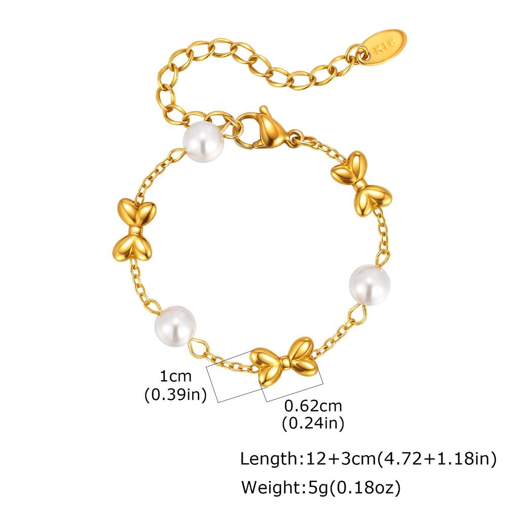 Jewelry Mother And Daughter Stainless Steel Bow Zircon Heart Gold Bracelet Personalized Fashion 2121