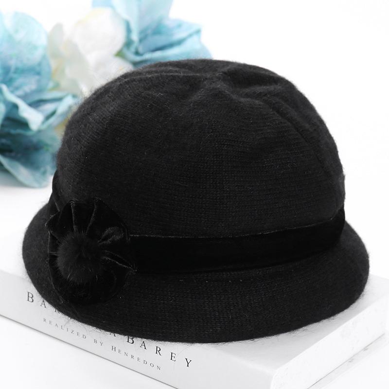 Теплая вязаная шапка из кроличьей шерсти для пожилых людей среднего возраста на осень-зиму, для бабушки, свекрови, тети, шапка с бархатной пряжей для мамы