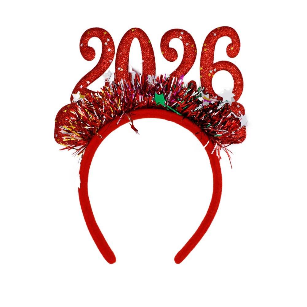 Блестки 2026 Новогодние повязки на голову Красочные цифры Рождественское украшение на голову Удобное Праздничное Блестящее Головное украшение для Взрослых и Детей