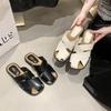 Soft Knock and Easy To Wear~! Lazy Leather Hollowed Out Bag Head Half Slippers Women Wear Non-slip and Breathable Cool Slippers In Summer