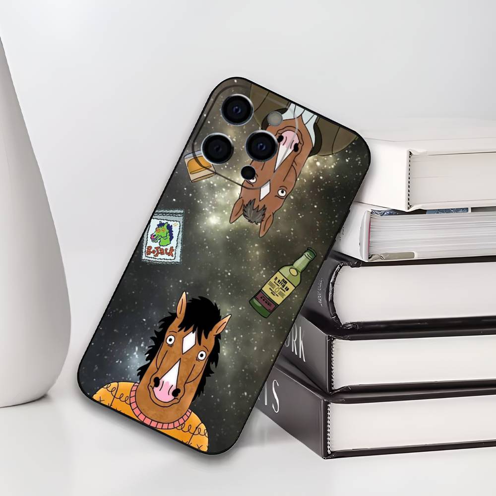 Мультяшный чехол для телефона B-BoJack Horseman для iPhone 17,16,15,14,13,12,11,Plus,Pro,Max,Plus,XS, мягкий чехол Черный силикон