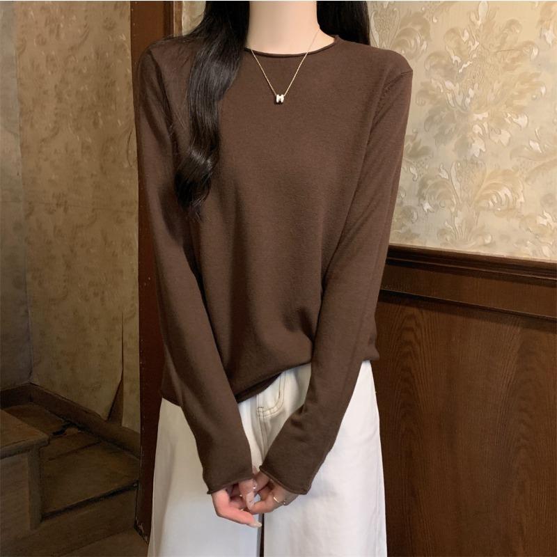 Свитер с плечами женский мягкий восковой внутренний вязаный свитер осень и зима повседневный простой базовый топ с длинными рукавами