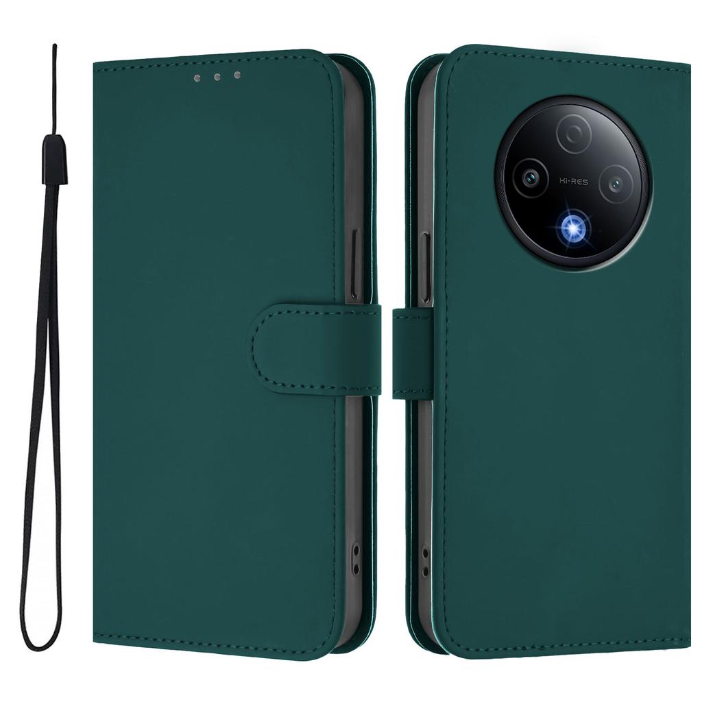 Для Xiaomi Redmi 15 4G (США) (171 мм) Однотонный чехол-кошелек из кожи с ремешком